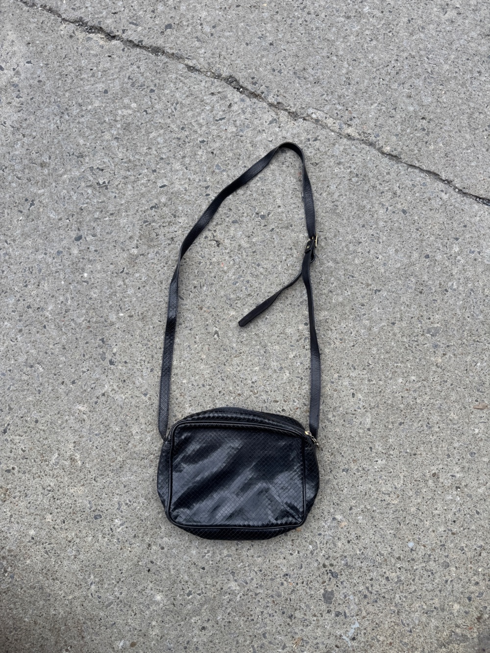 Zenith Dark blue/Black Textured Leather Belt/Shoulder Bag